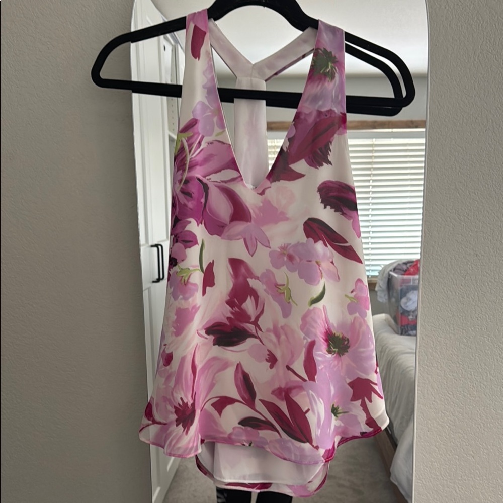 Floral Pink Sleeveless Women's Top